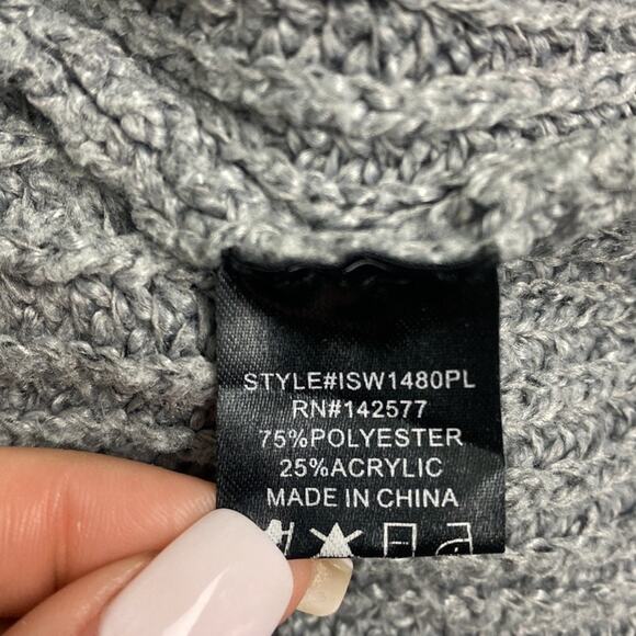 Iris Gray Knit Open Front Cardigan Sweater 3/4 Sleeve w Pockets Cozy Plus Sz 2XL - Picture 9 of 11